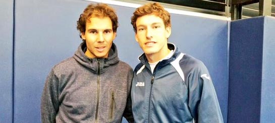 Rafa Nadal y Pablo Carre�o entrenaron juntos en Manacor el pasado mes de Diciembre 2014