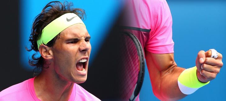 Rafa Nadal celebra un punto contra Tomas Berdych en el Open de Australia 2015