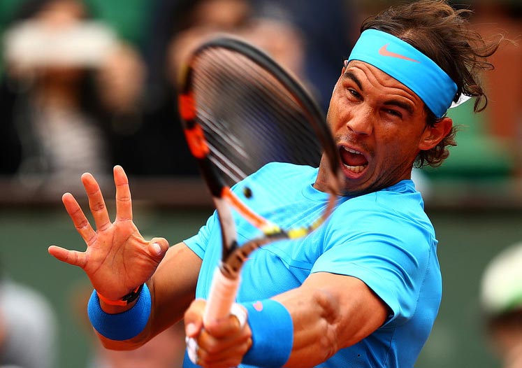Rafael Nadal durante su partido contra Nicol�s Almagro en la segunda ronda de Roland Garros 2015