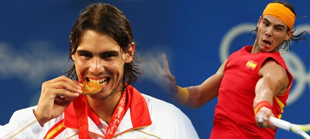 Imagen de archivo de Rafa Nadal conquistando los Juegos de Pekn 2008, trofeo que an falta en el Palmars de Roger Federer